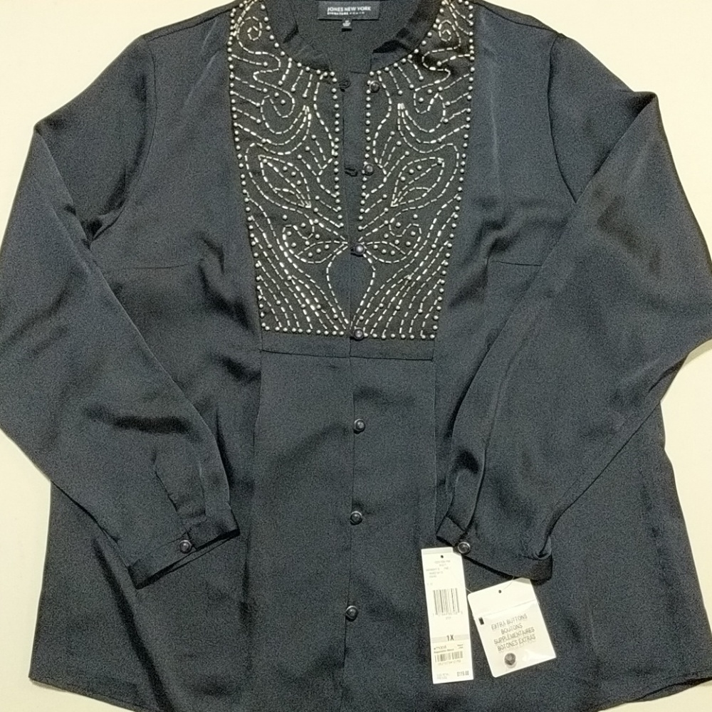 NFSDSC52023 Jones New York Embellished Blouse Size 1X